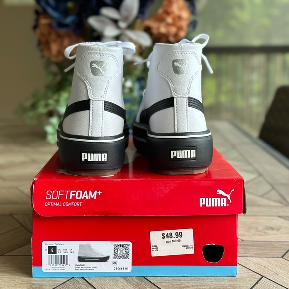 Puma Kaia Mid L White and Black High-Top Sneakers - Picture 9 of 14